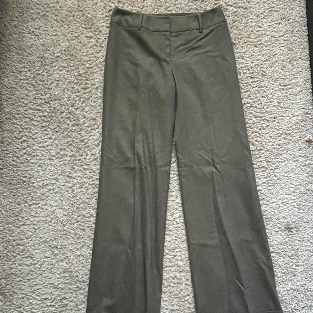 Wide-Leg Olive Green Wool Trousers